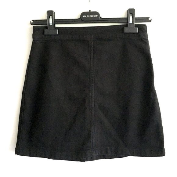 ARITZIA Wilfred High Rise Waist Denim Jean Mini Skirt Black 4 - Picture 1 of 3